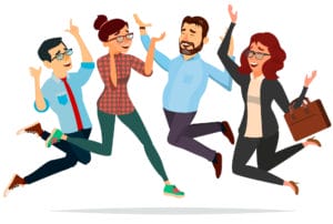business people jumping for joy