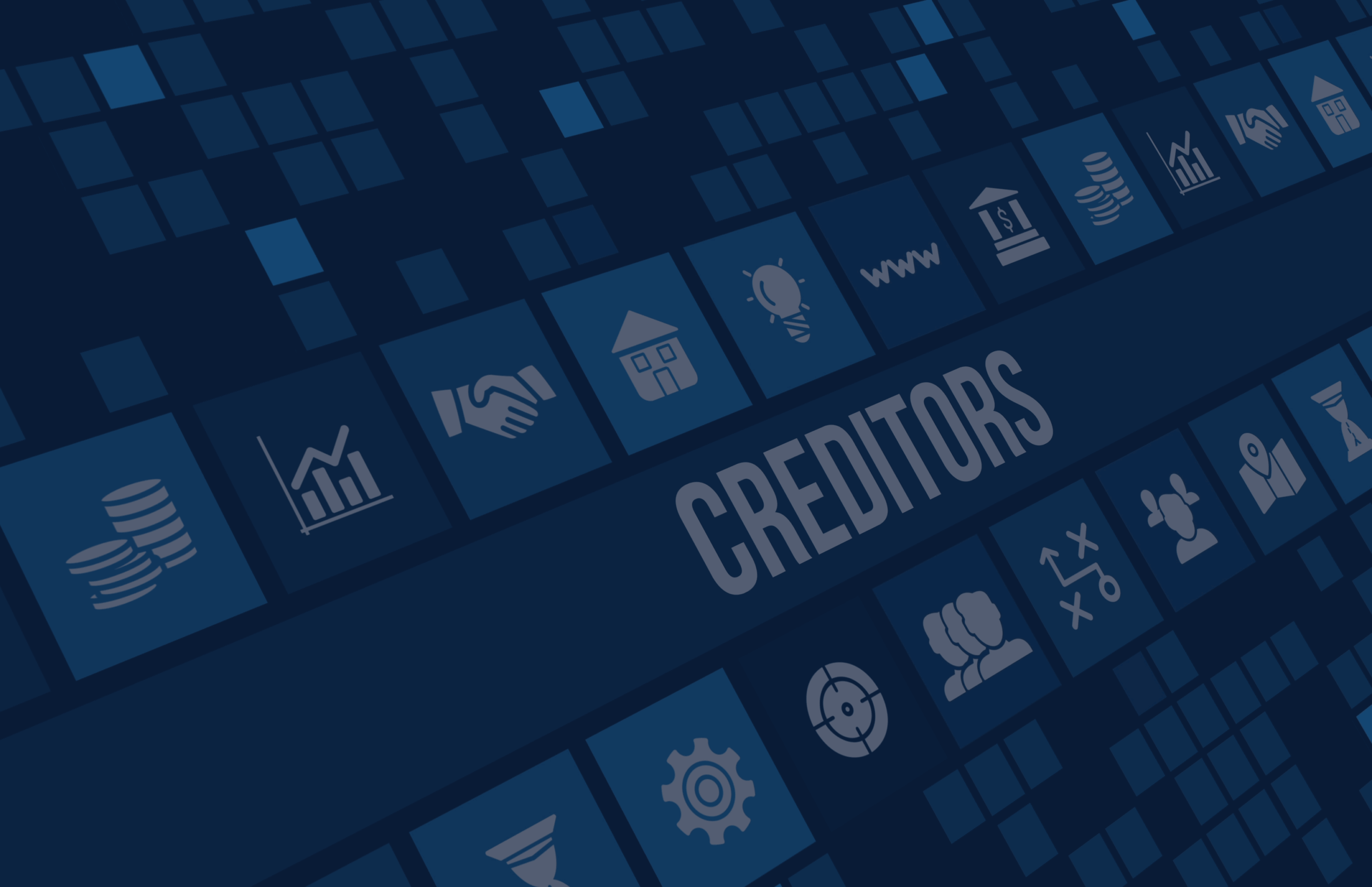 Creditors concept image with business icons and copyspace.