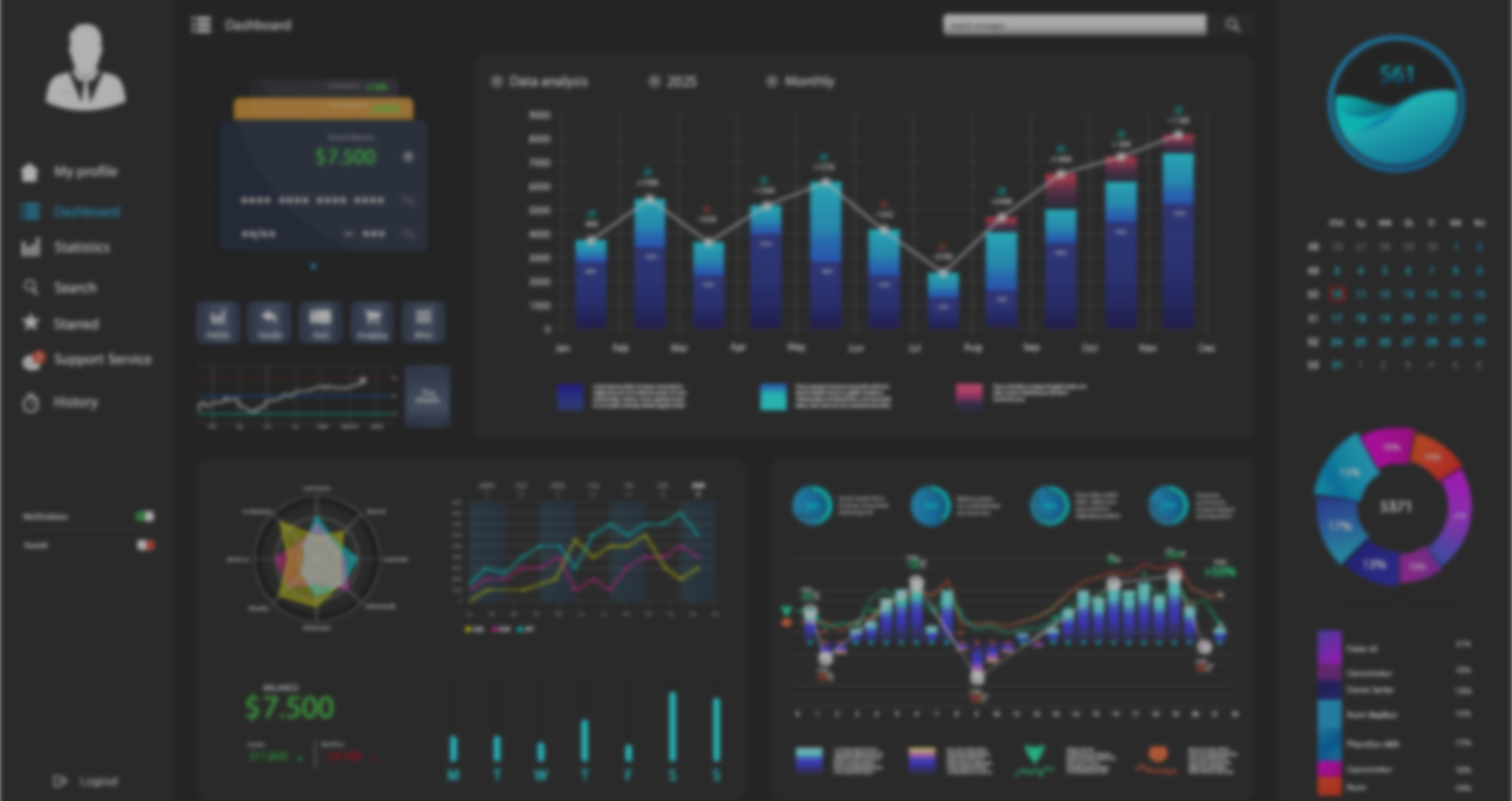 Image of a futuristic, colorful finance dashboard.