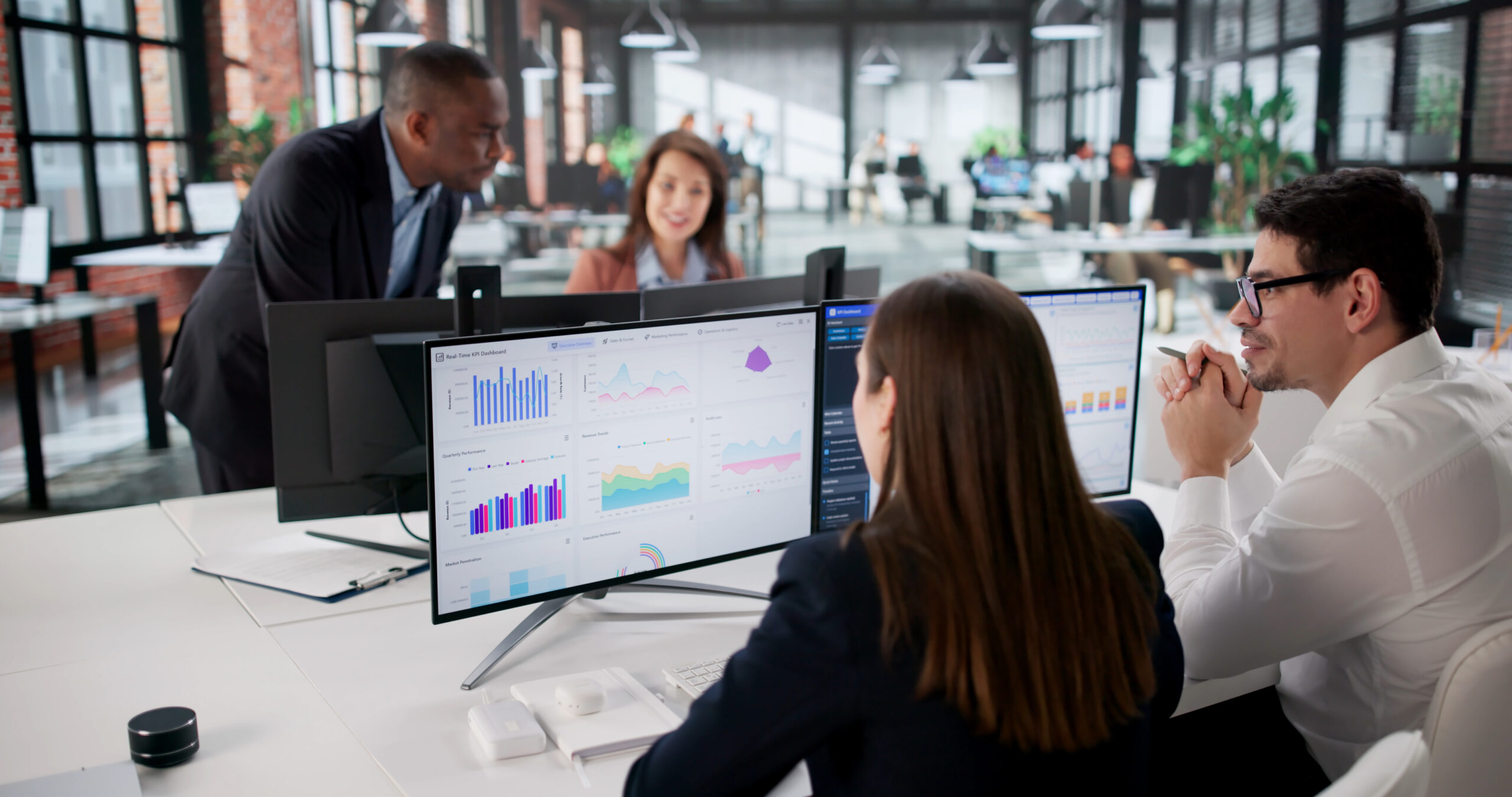 Analyzing Financial Data, A Diverse Group Of Analysts In Office. Diverse Team Of Analysts In Training