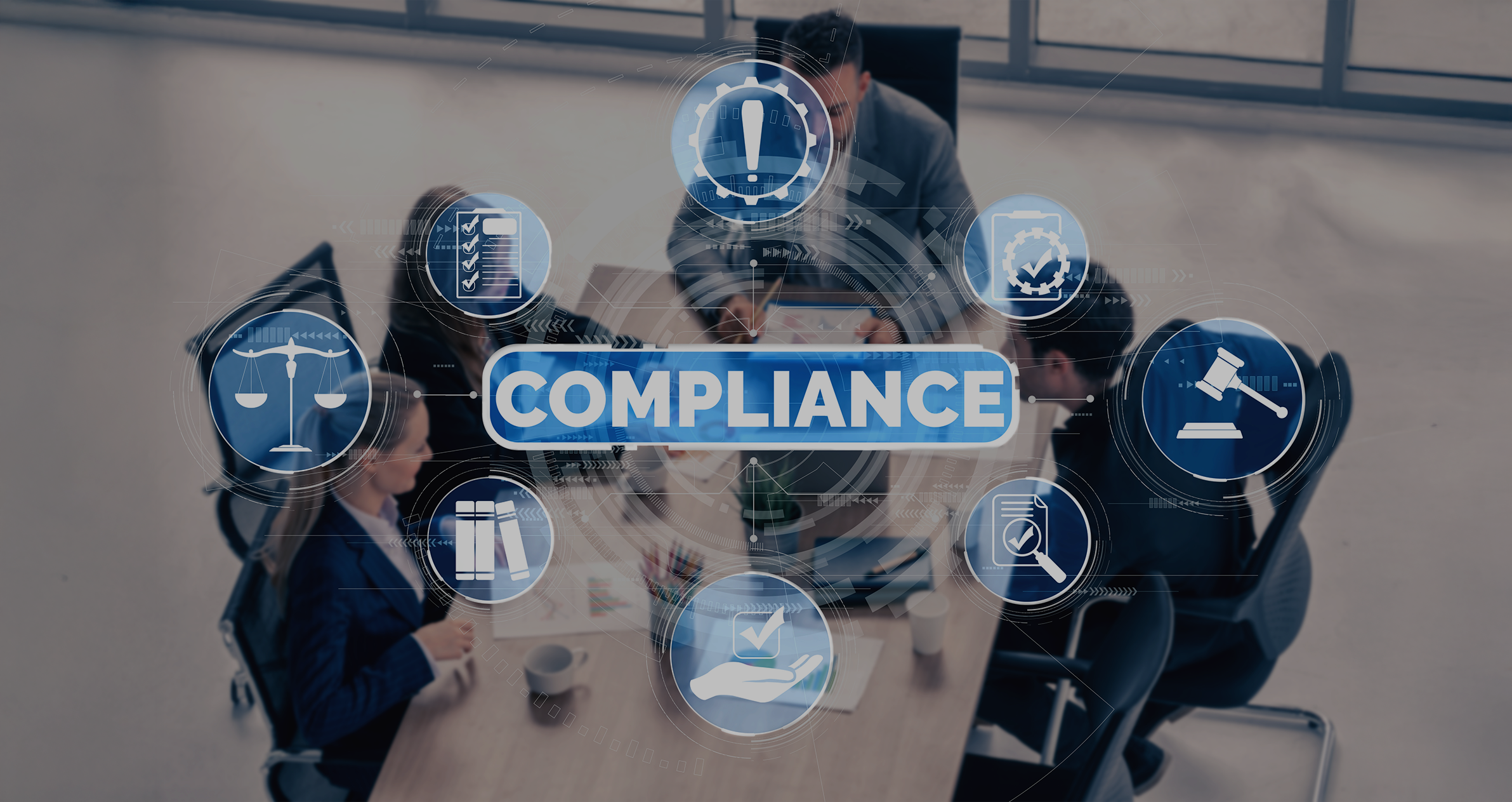 Compliance rule law and regulation graphic interface for business quality policy planning to meet international standard.